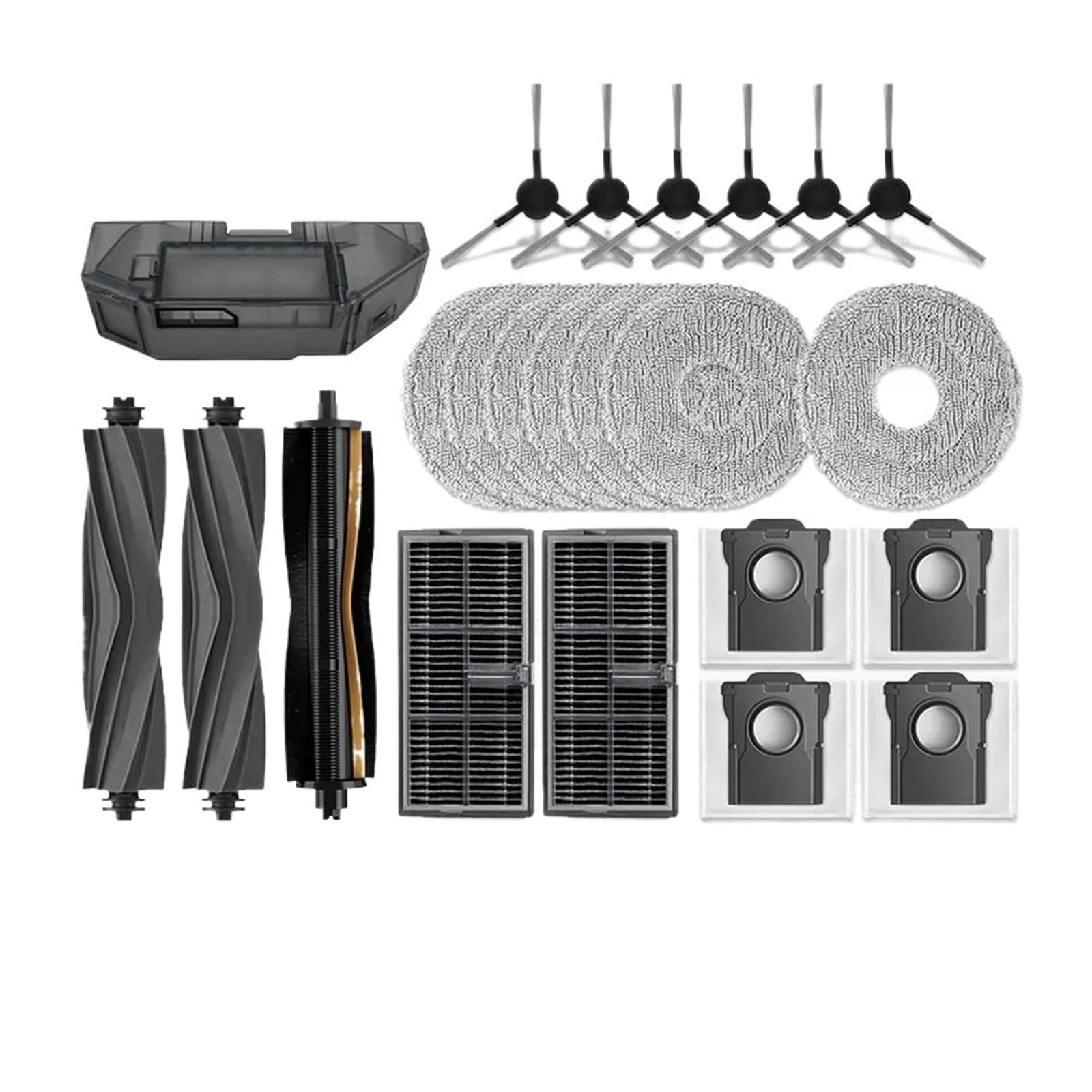 Kompatibel mit Dreame, L10s Ultra Gen2 / L30s Ultra Roboter-Staubsauger-Zubehör, Hauptseitenbürste, Mopptuch, Filter, Staubbeutel, Ersatzteile(4 Rubber Main Brushs)