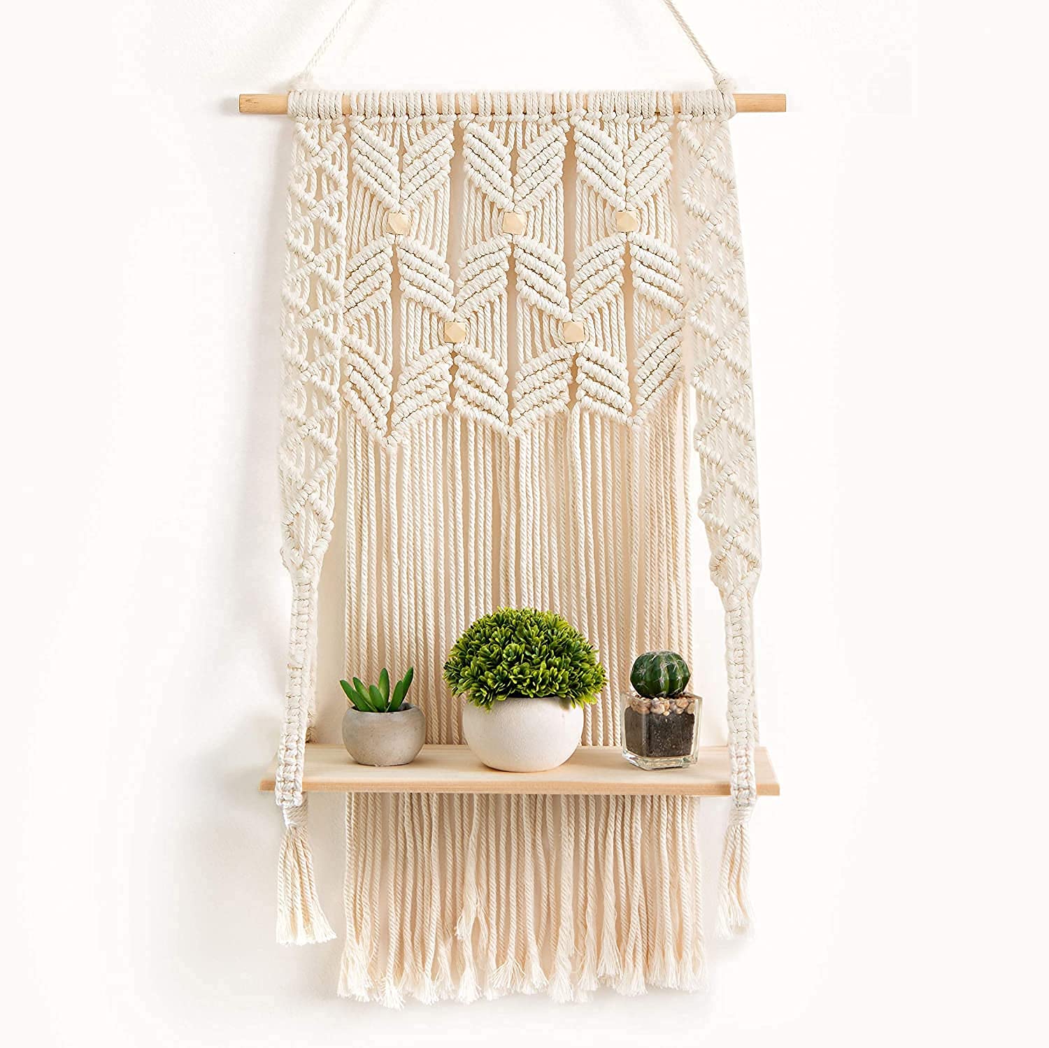ADITYA IMPEX Indoor Wall Hanging Shelf & Macrame Plant Holder Decorative Boho Rope Plant Pot Holder for Wall (B08PKSRSHQ) Amazon Price History, Amazon Price Tracker