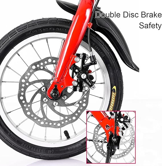 Mini Folding Bike, Lightweight Commuter Bicycle with Dual Disc Brakes and Rear Rack for Adults, Ideal for City Commuting