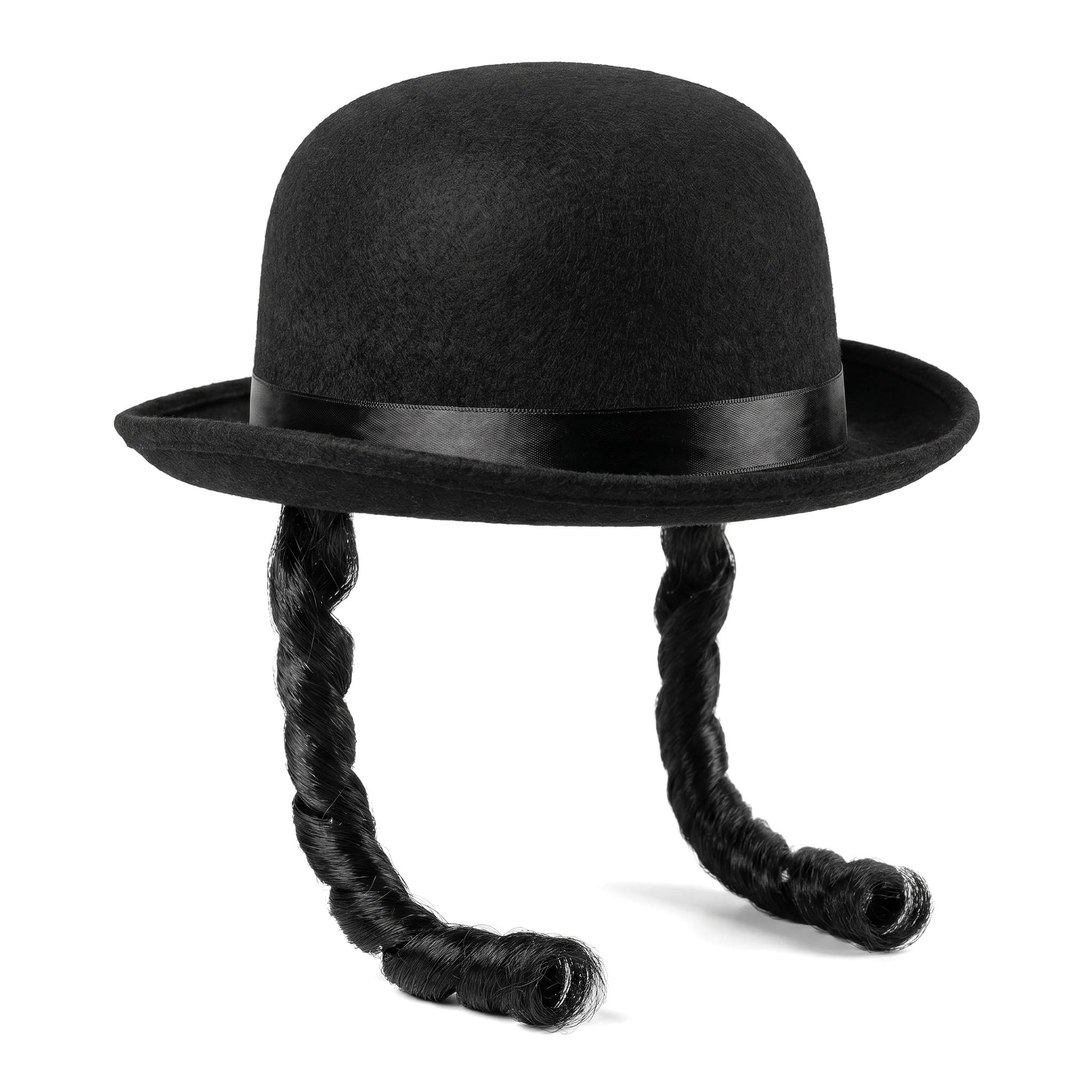 WHELPAW Traditional Rabbi Hat – Upswept Brim, Side Curls, Purim & Theater