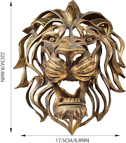 Miniatura 2 de Rare Find - Escultura artística de cabeza de león grande, decoración de pared de león hecha a mano, decoración de pared de león de resina hecha a