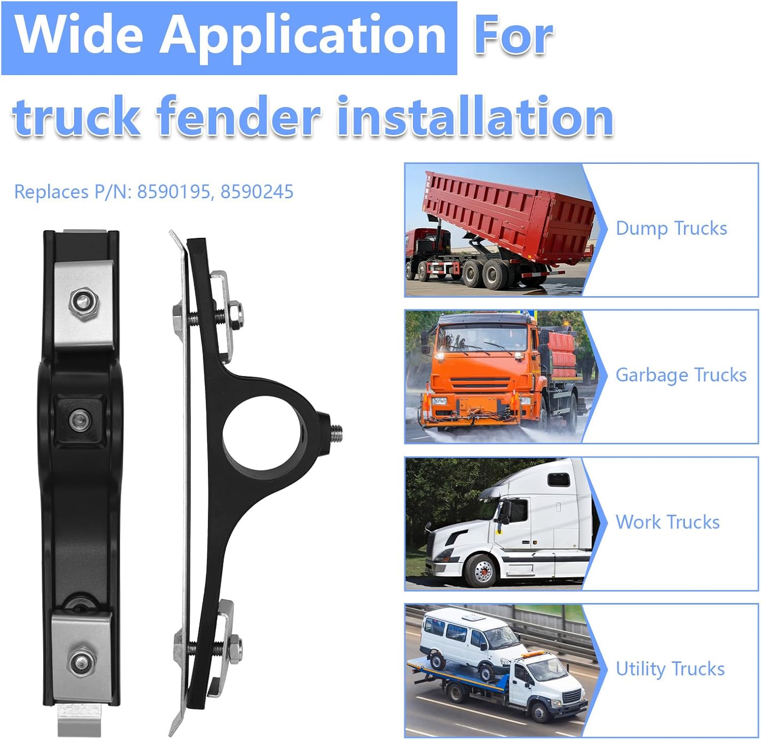 8591005 Fender Mounting Bracket Assembly Replacement for Dump Trucks & Utility Vehicles(2-Pack)- Heavy-Duty Black