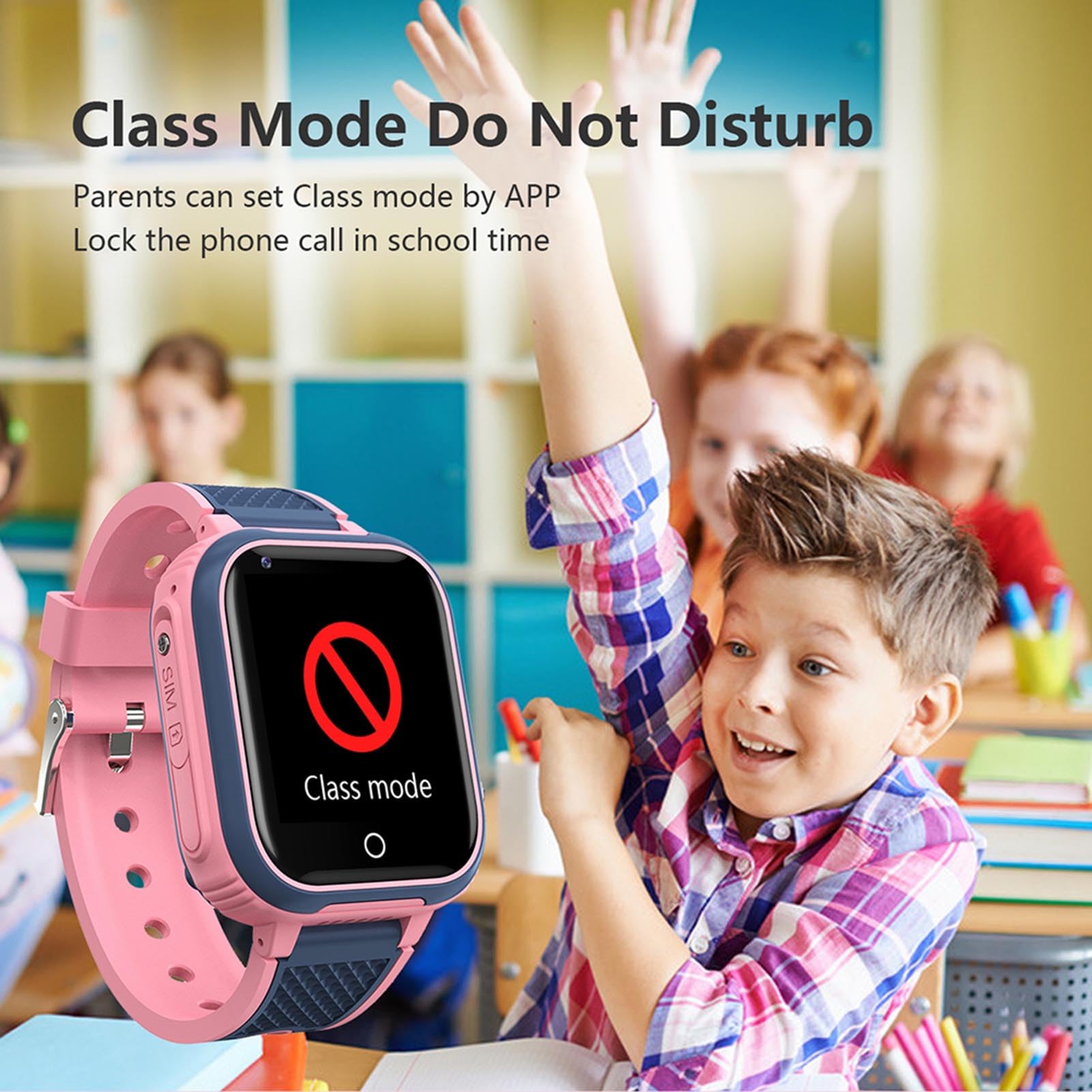 Domary LT21 4G Kids Inteligentne Oglądanie Połączenia Wideo Utchganie Alarmowa Kamera IP67 Wodoodporna Dzieci Smartwatch Blue (Różowy)
