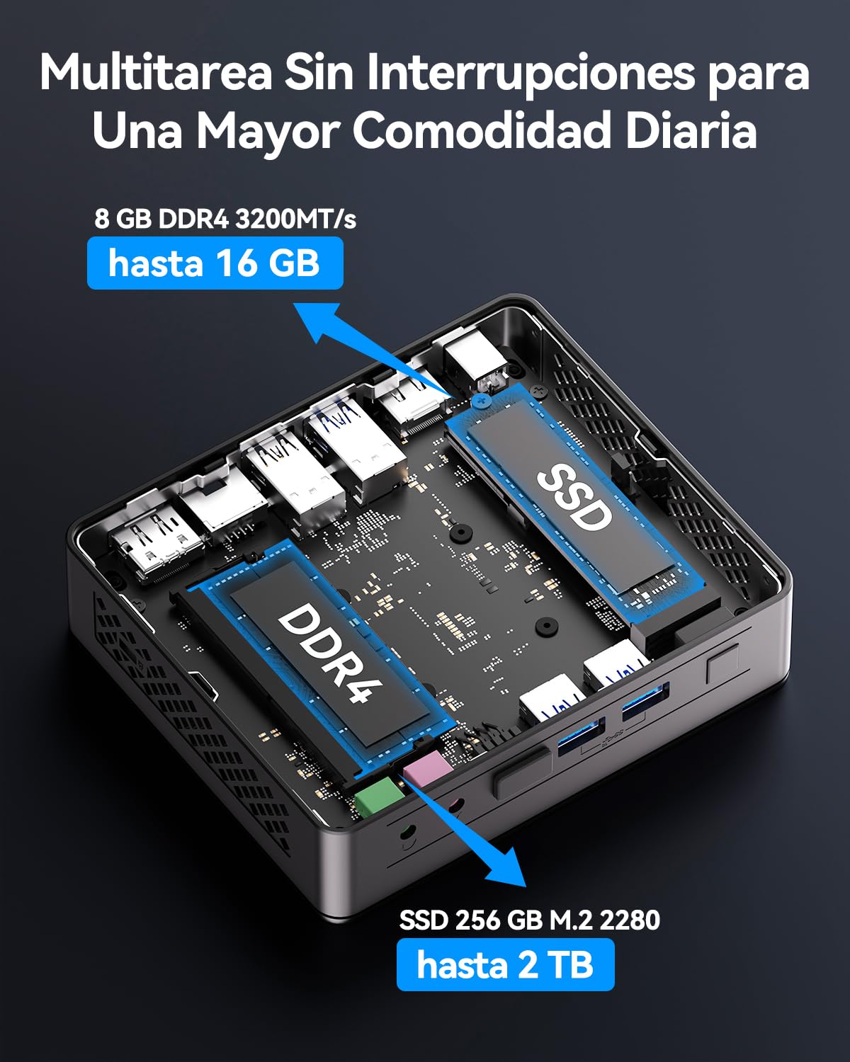 GEEKOM Air12 Lite Mini PC - con Alder Lake N95 CPU, 8GB RAM+256GB SSD | Mini Ordenador con Sistema Preinstalado Listo para Usar, 6×USB con 9PIN, Puerto LAN 2.5Gbps, Ideal para Negocio/Hogar/Escuela