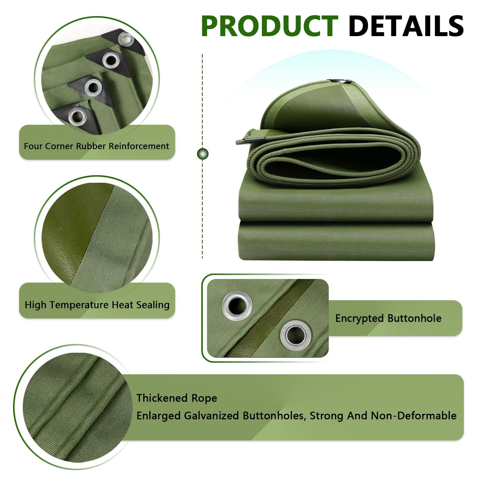 Telo Impermeabile Resistente 1x1.5m 1.2x1.5m 2x3m 3x4m 3x6m 4x6m Telo di Copertura in Tela Impermeabile al 100%, Telo di Fondo Pieghevole Tenda Antipioggia, Verde (Size : 1x3.5m)