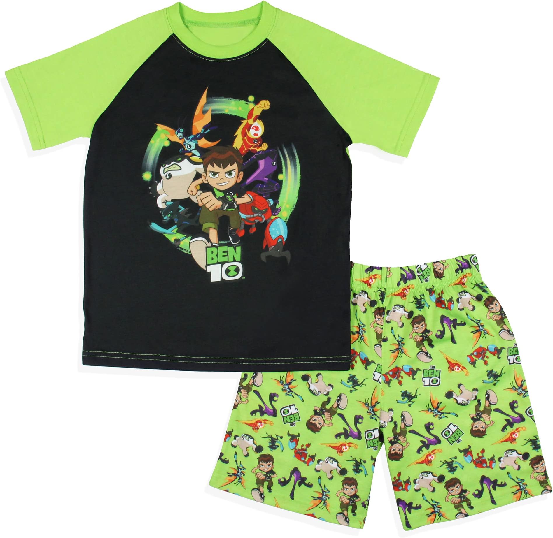 INTIMO Ben 10 Boys' Cartoon TV Series Omnitrix Characters Aliens Sleep Pajama Set Shorts
