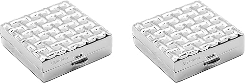 Miniatura 2 de Juego de 2 pastilleros y organizador de bolsillo con forma cuadrada (gofre plateado)