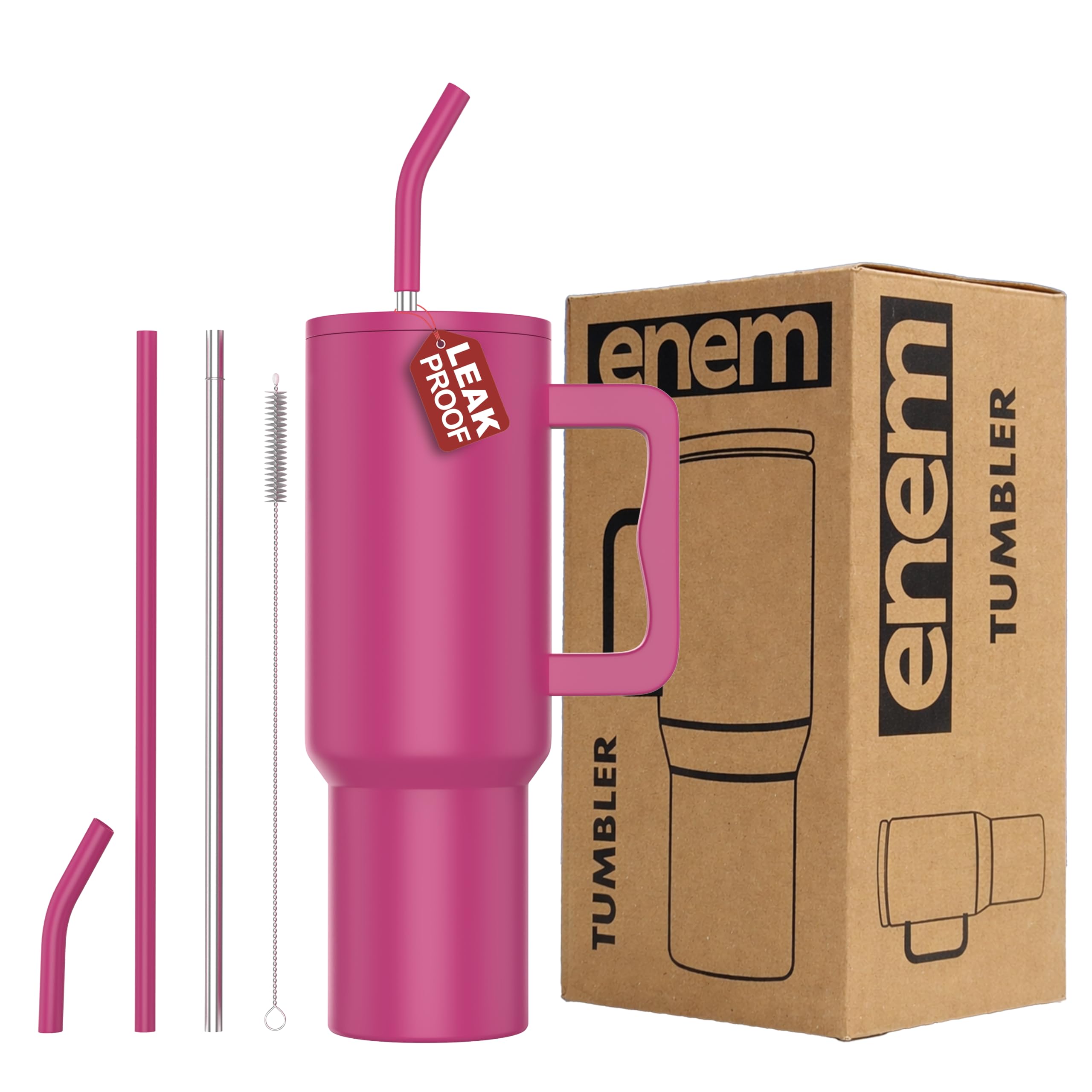 enem Tumbler, Candy Pop, Insulated Premium Vacuum Leak Proof Tumblers, Stainless Steel Travel Mug with Handle, Lid & Straw, 1.2L Tumbler for Coffee, Iced Tea, or Water