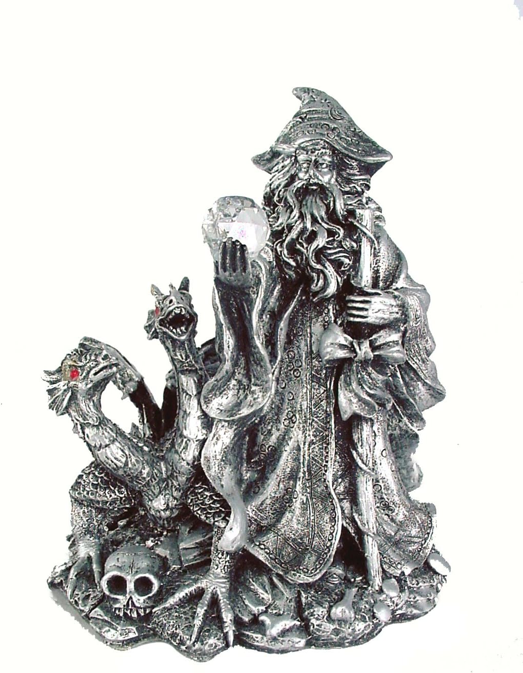 Dragon Keeper Decorative Mythical Statue Wizard And Dragon