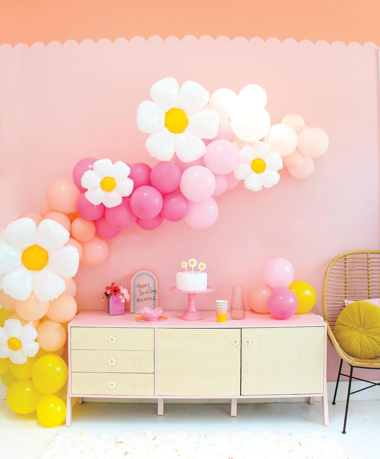 C.R. Gibson CBGL-25267 Kailo Chic Spring and Summer Celebration Daisy Balloon Garland Arch Kit, 16 Foot Arch, Multicolor, 207pcs