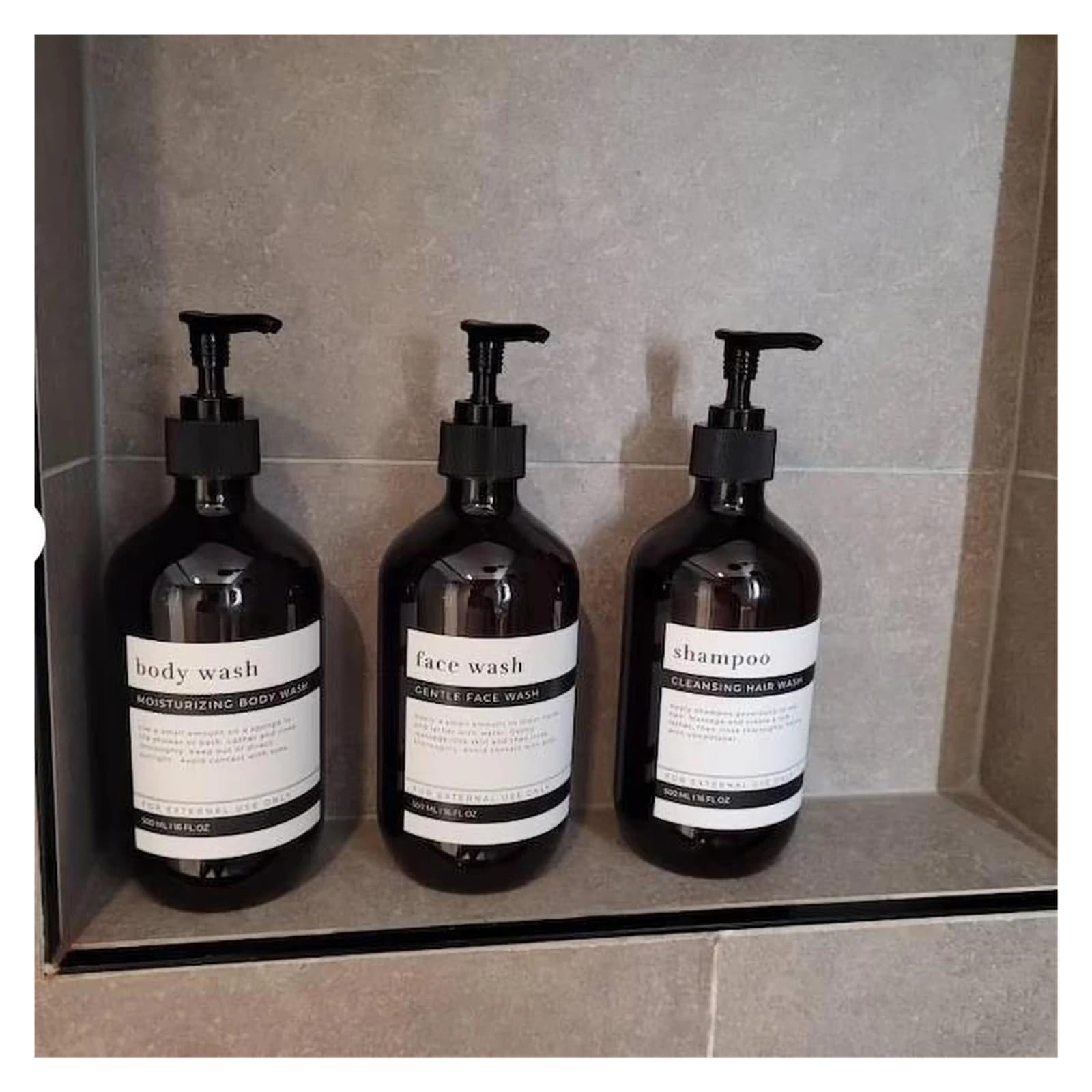3 Stück Bernsteinfarbene Shampoo-Leerflasche Mit Pumpe | Duschgelspender for Badezimmerspülung(Amber bottle set)