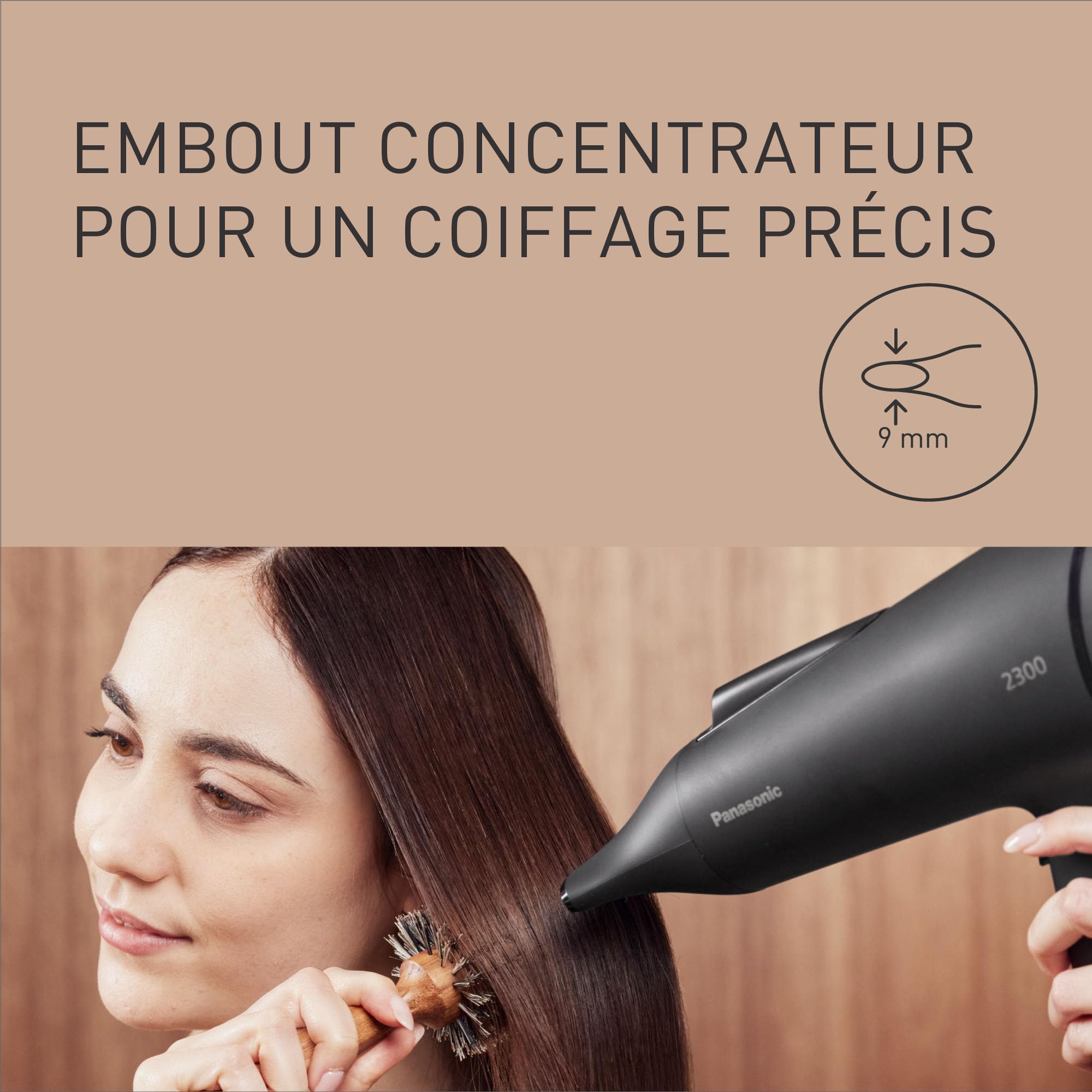Panasonic EH-NE85-K825 Sèche-Cheveux Ionique Série Fast Dry, Diffuseur, Embout Air Boost et Concentrator, mode Protection Contre la Chaleur, Technologie Ionique 2300 W, Filtre Facile à Nettoyer, Noir