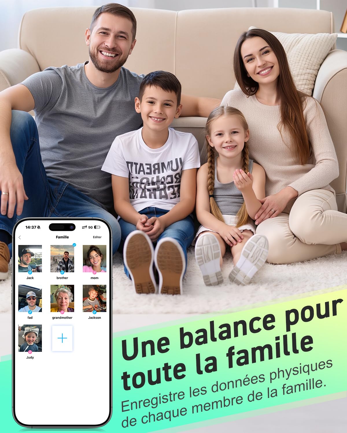Insmart Balance Pese Personne, Balance Connectée avec apps, Pese Personnes mesure de la balance 16 données corporelles (IMC/graisse corporelle/BMR/muscle, etc.), affichage LED, très précis