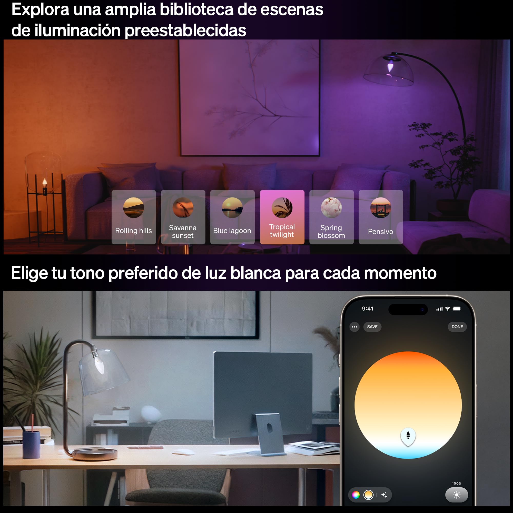 Philips Hue Smart Bombilla E14 Vela LED, B39, 3 Ud, White and Color Ambiance, Luz de Espectro Completo 1000 K-20000 K, 500 lm, Regulación Ultrabaja, Chromasync, Alexa, Google Home, Apple Home