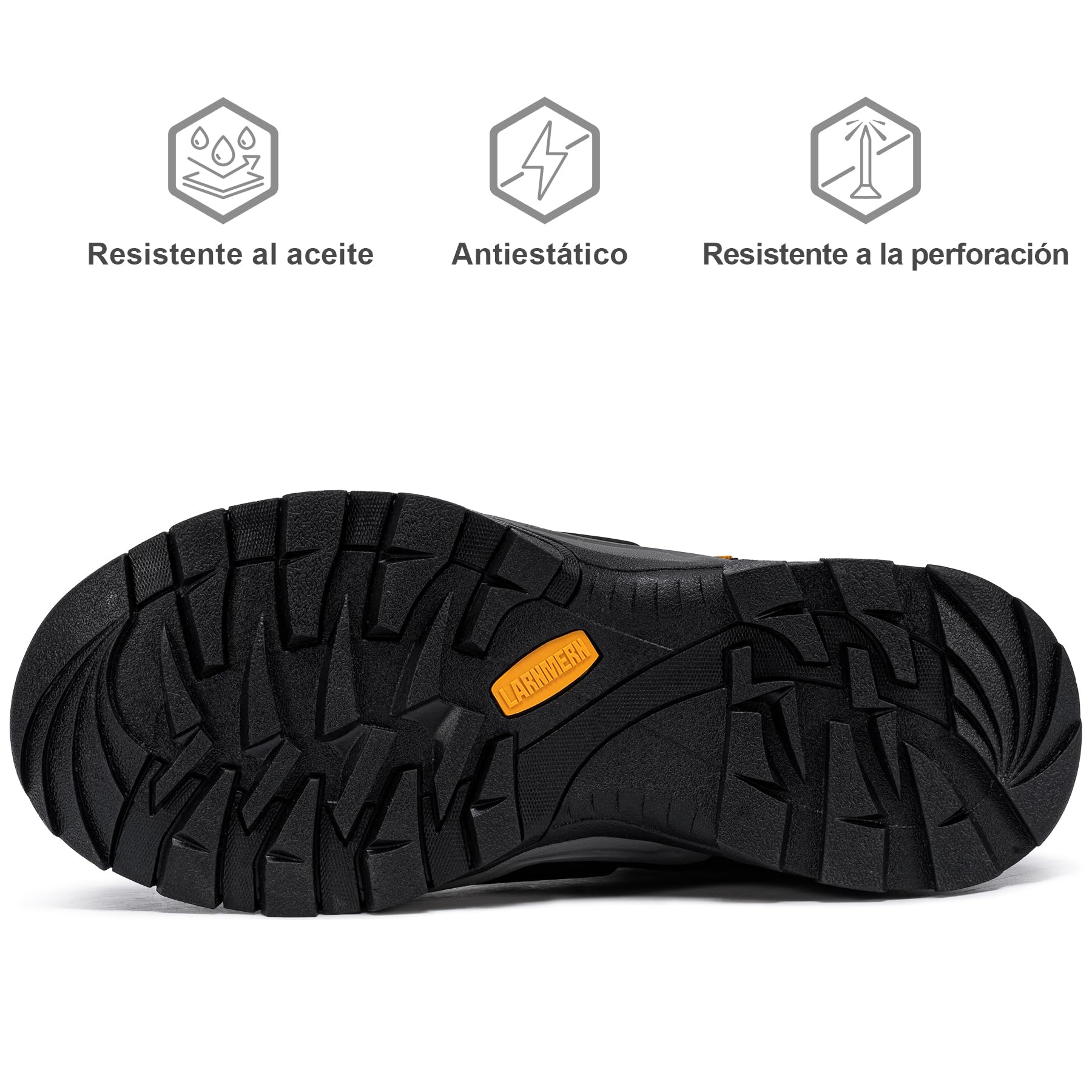 LARNMERN S3 Impermeable Botas de Seguridad para Hombre ESD Cómodo | Zapatos de Seguridad Antideslizante Antiperforación SRC ESD Antiestático Cómodo Resistente a Los Aceites