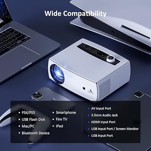 Miniatura 8 de NexiGo Proyector Bluetooth WiFi PJ10 220ANSI Proyector de película nativo 1080P soporte Dolby_Sound control remoto compatible con teléfono