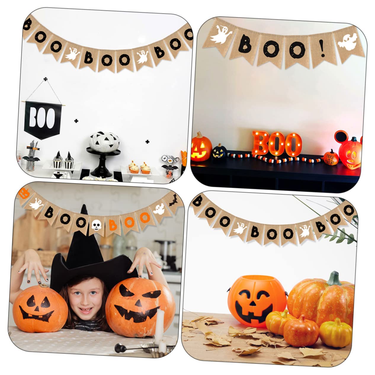 Alasum 15 szt. baner chorągiewki baner girlanda 'Happy Halloween' znak na drzwi Halloween tematyczny baner pikieta ogrodzenie dekoracja impreza dekoracja boos alkohol baner Halloween baner jutowy