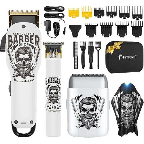 BESTBOMG® Hair Clippers for Men Professional, Beard Trimmer Kits & Sets, Electric Shavers, Hair Clippers & Trimmer Ceramic T-Blade, for Barber, for Gifts