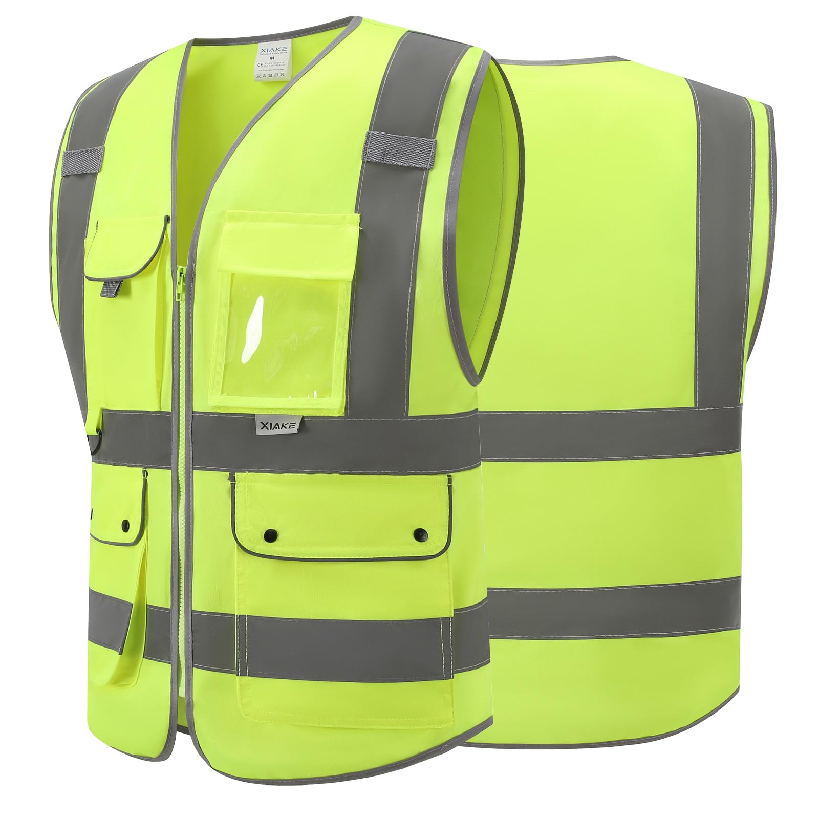 XIAKE Gilet antinfortunistici RV120528 Gilet riflettente di sicurezza ad alta visibilità con 8 tasche