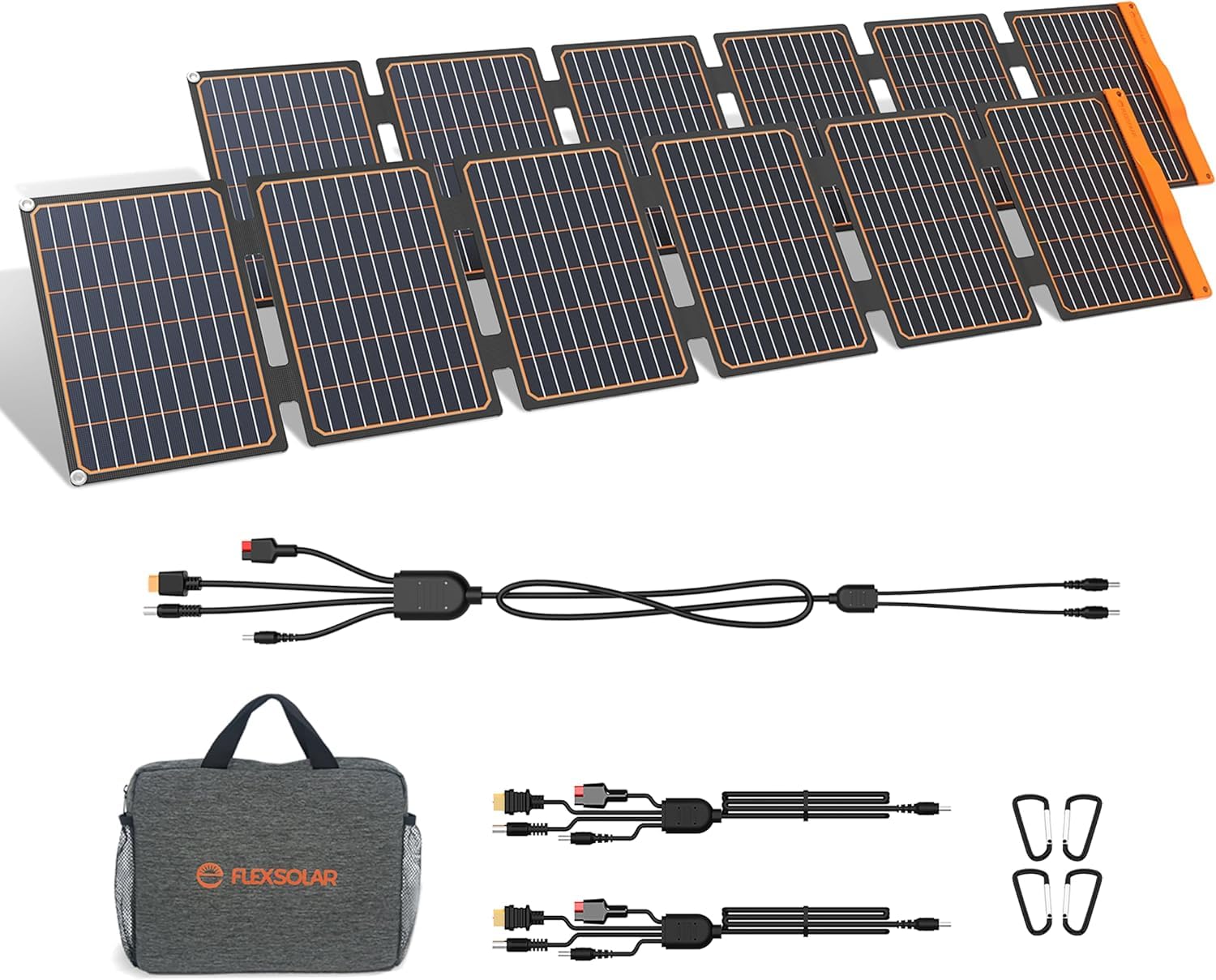 Flexsolar - 2 pannelli solari da 60 W, portatile, pieghevole, IP67, impermeabile, adatto per piccoli generatori, telefoni, banche di energia mobile