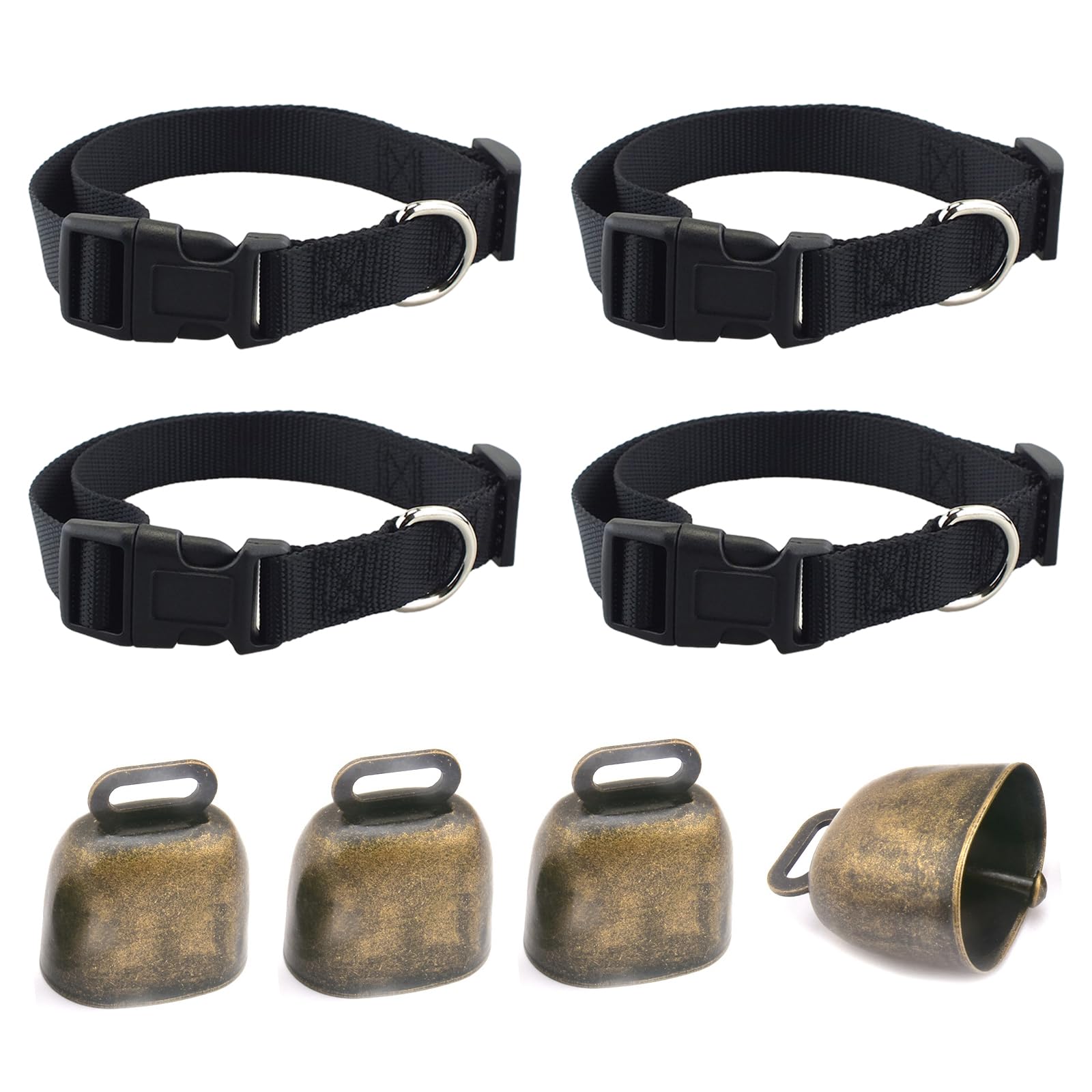 Collari a forma di capra con campanella vintage 4 pezzi chiusura anti-smarrimento per capre bovini cavalli pecore
