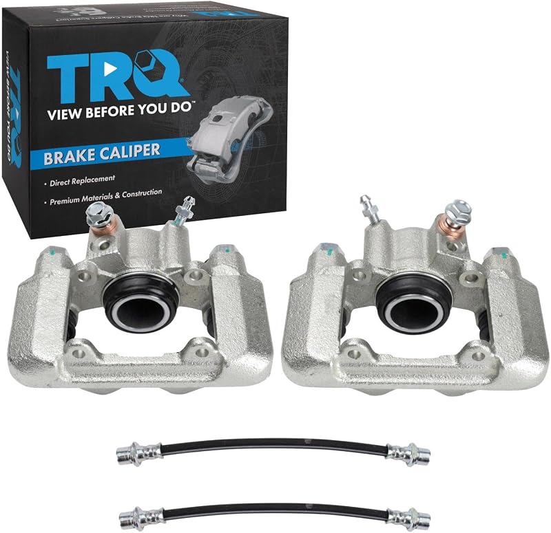 Kit de pinças de freio traseiras TRQ com mangueiras, suportes e revestimento de zinco – 4 peças