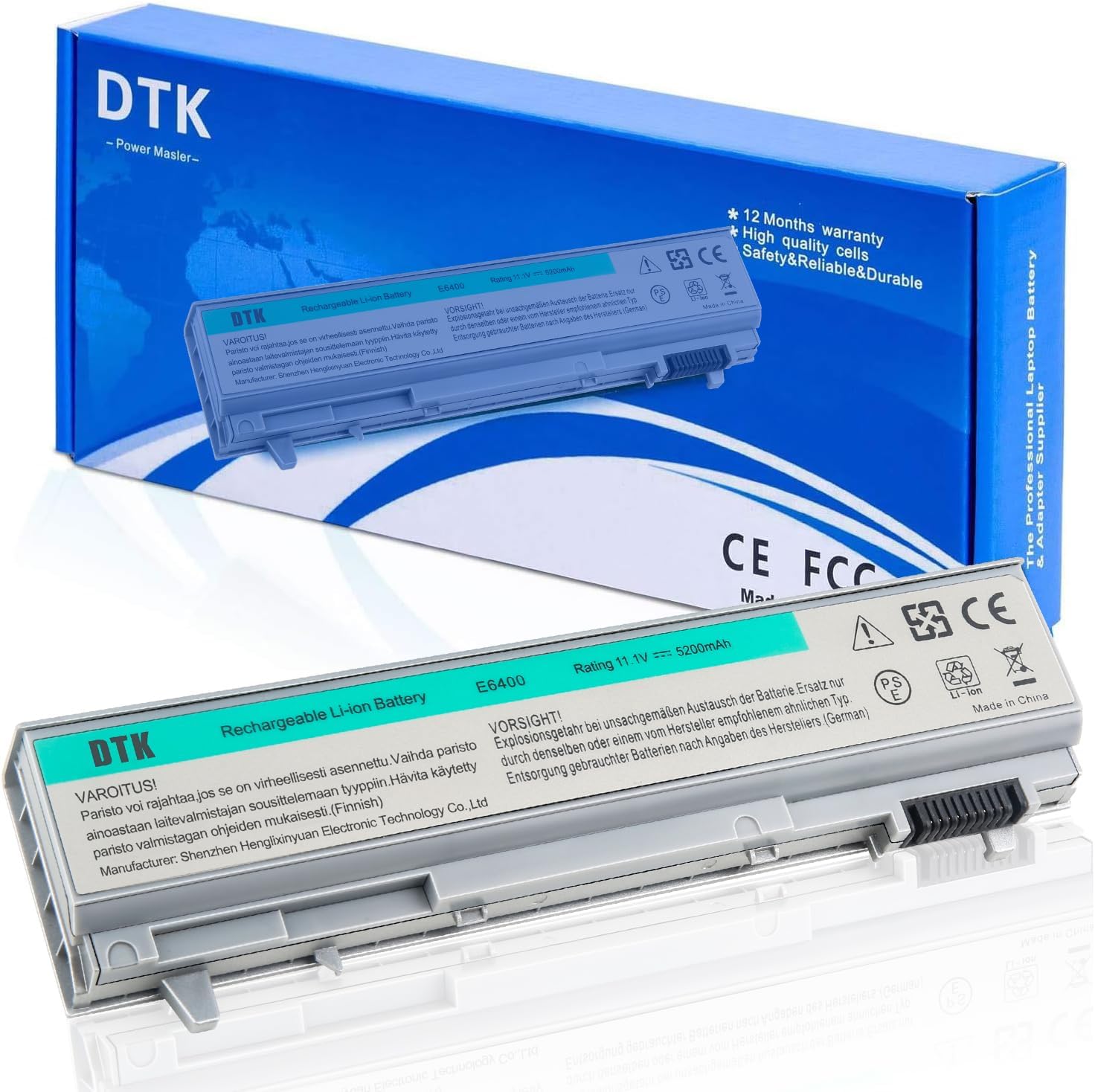 DTK Laptop Battery for Dell Latitude E6400, E6410, E6500, E6510, Precision M2400, M4400, M4500 โ 11.1V, 5200mAh