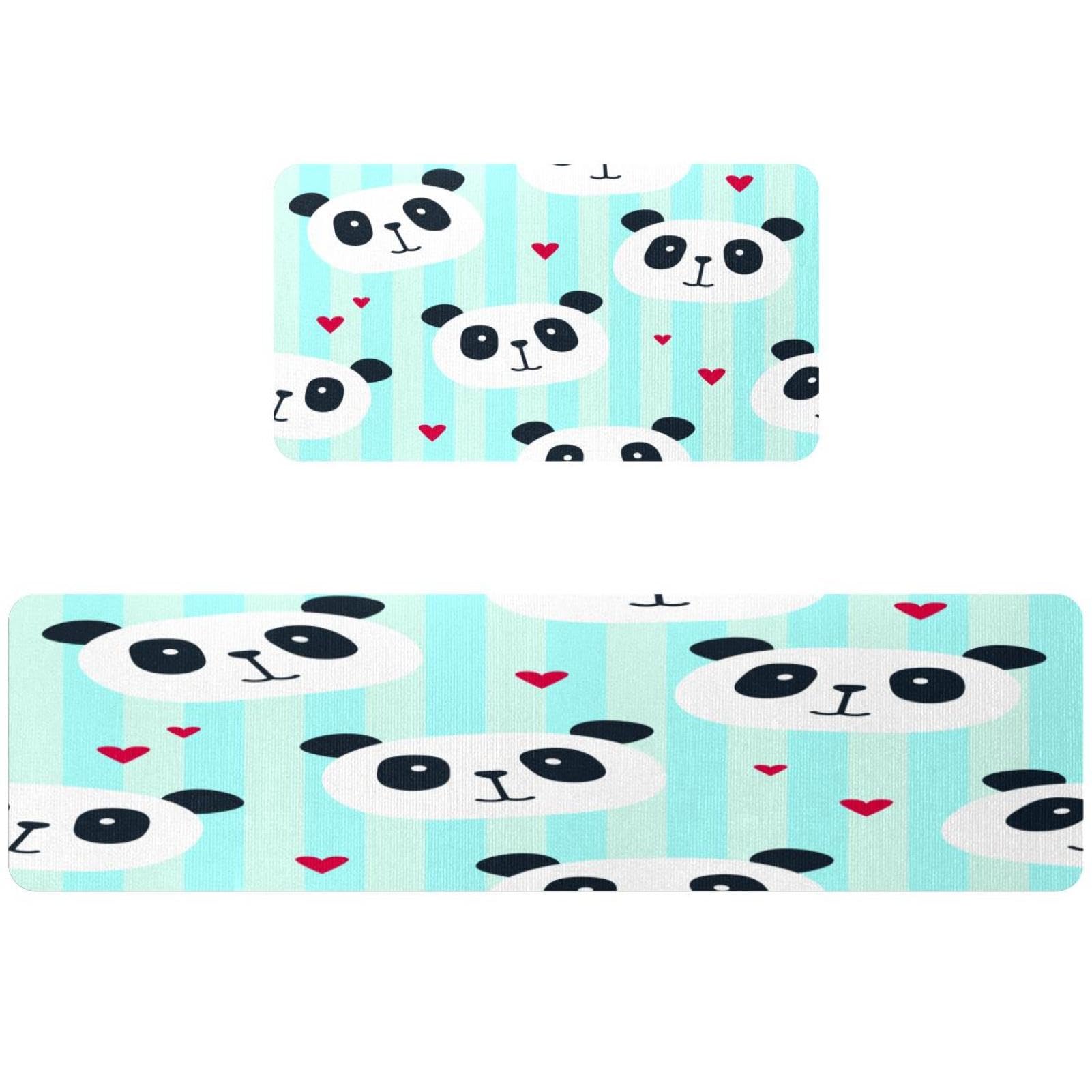 Alfombra de cocina de 2 piezas VAPOKF antideslizante lavable absorbente alfombras de panda