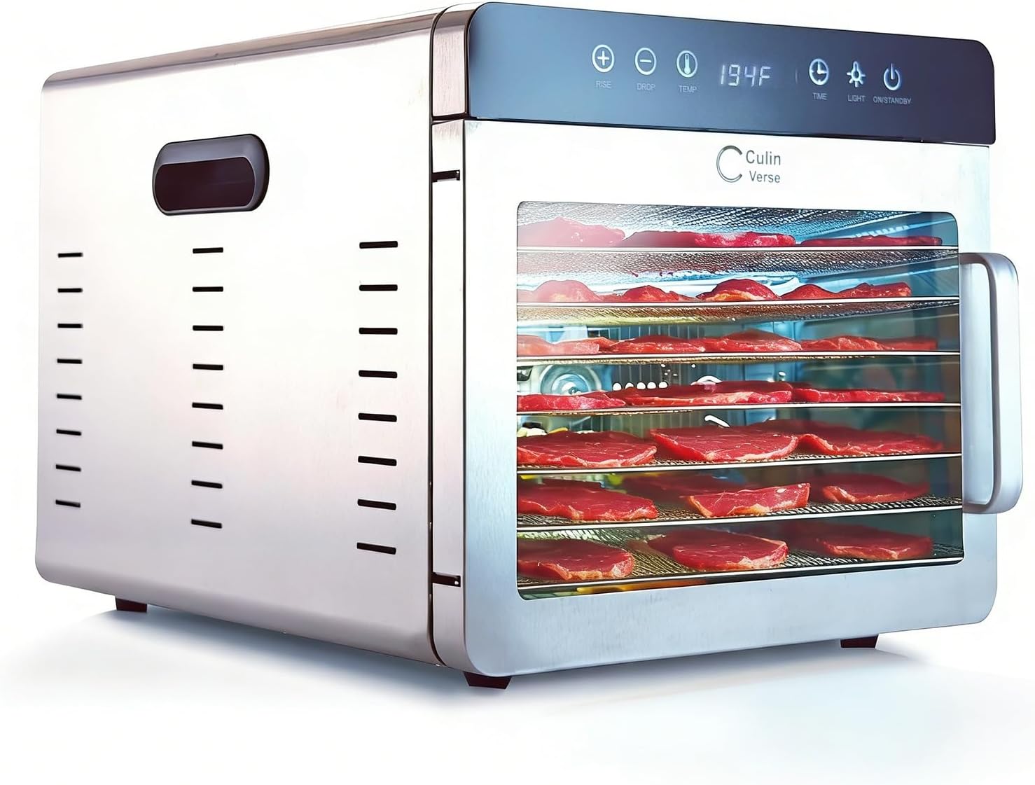 Food Dehydrator Machine | 1000W Stainless Steel Dehydrators with 8 Trays, 86-194°F &Timer | Fast Even Drying, No Shelf Rotation, 3+ Batches/Day | Meat Dehydrator for Jerky, Herbs, Fruit, CulinVerse