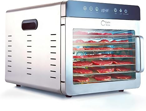 Food Dehydrator Machine | 1000W Stainless Steel Dehydrators with 8 Trays, 86-194F &Timer | Fast Even Drying, No Shelf Rotation, 3+ Batches/Day | Meat Dehydrator for Jerky, Herbs, Fruit, CulinVerse