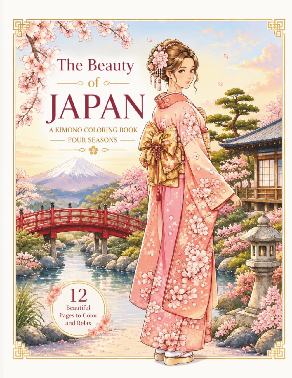 The Beauty of Japan: A Kimono Coloring Book Inspired by the Four Seasons