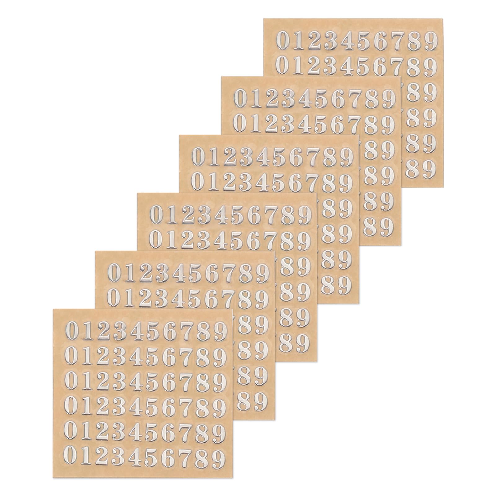 sourcing map 6 Sheets Number Resin Stickers 3D Small 1 to 9 Silver Mini Number Sticker Metallic Sparkle Alloy for Resin Nail Scrapbooking 3mm