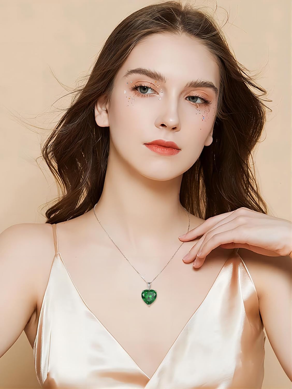 Women Heart Necklace 925 Sterling Silver 13 * 13mm Birthstone Pendant with Chain 5A Cubic Zirconia Jewelry - Image 2