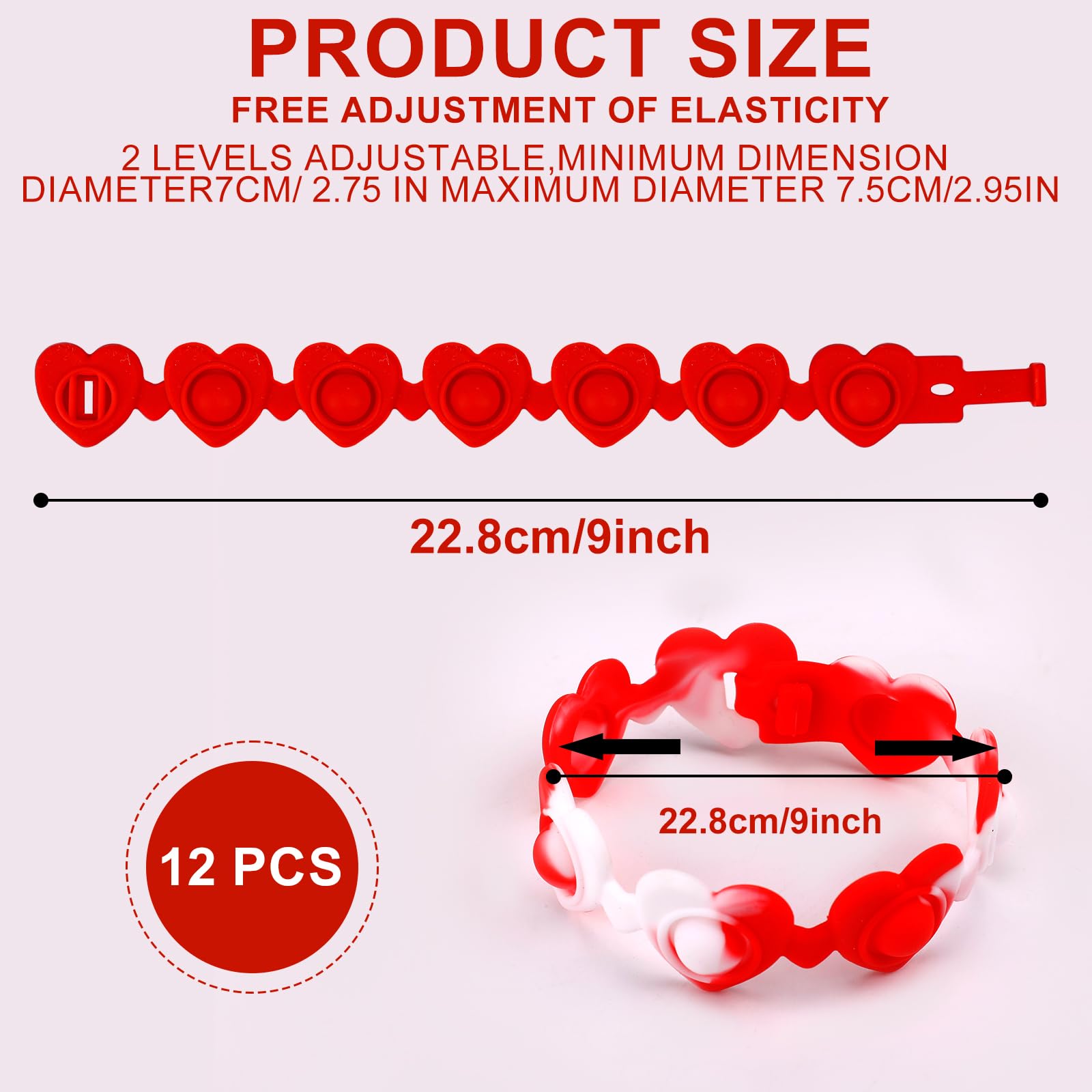 12 Pezzi Braccialetti In Silicone Per San Valentino, Fornura Di Feste