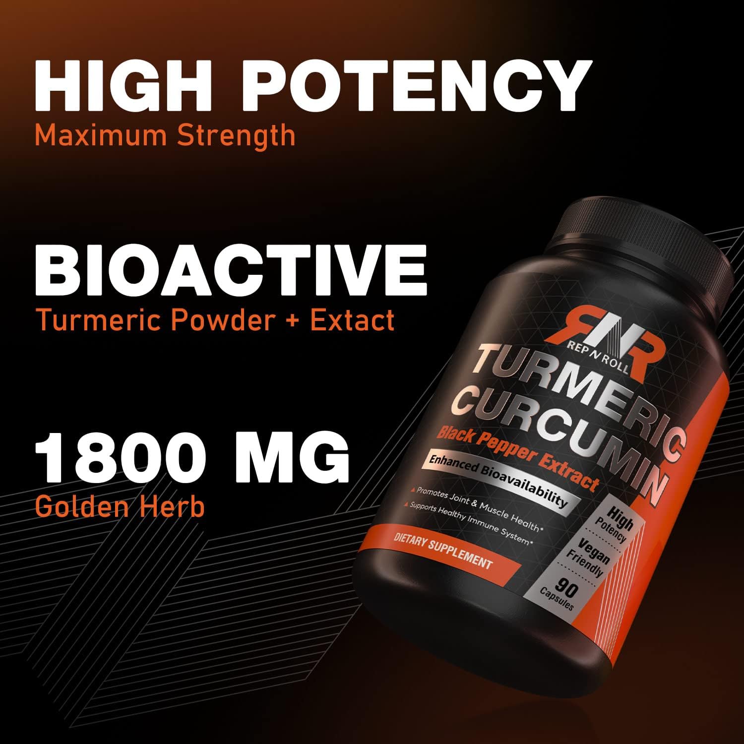 Turmeric Supplements Capsules, Turmeric Curcumin with Black Pepper, Joint Support, Immune Support, Best Absorption, 95% Curcuminoids, Super-Concentrated Extract, 90 Caps