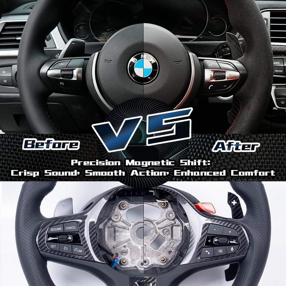 Magnetic Carbon Fiber Paddle Shifter Replacement for BMW M2 M3 M4 G20 G30 G80 G82 G87 F80 F82 F87 F20 F10 F30 F32 Z4 G29 G22 G23 for Supra18+ All Models Steering Wheel Upgrade (Forge Carbon)