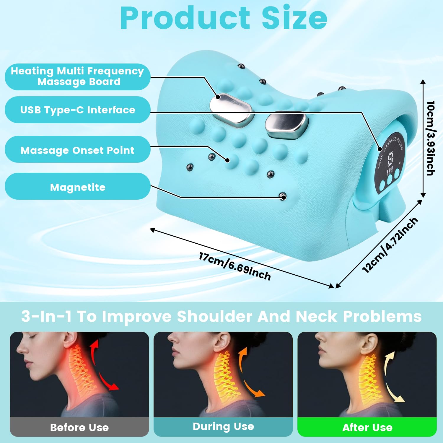 Masajeador Cervical Eléctrico con Calor, 2025 Nuevo Masajeador Inalámbrico, Masajeador de Cuello y Cervicales y Espalda con 3 Modos, 6 Frecuencias