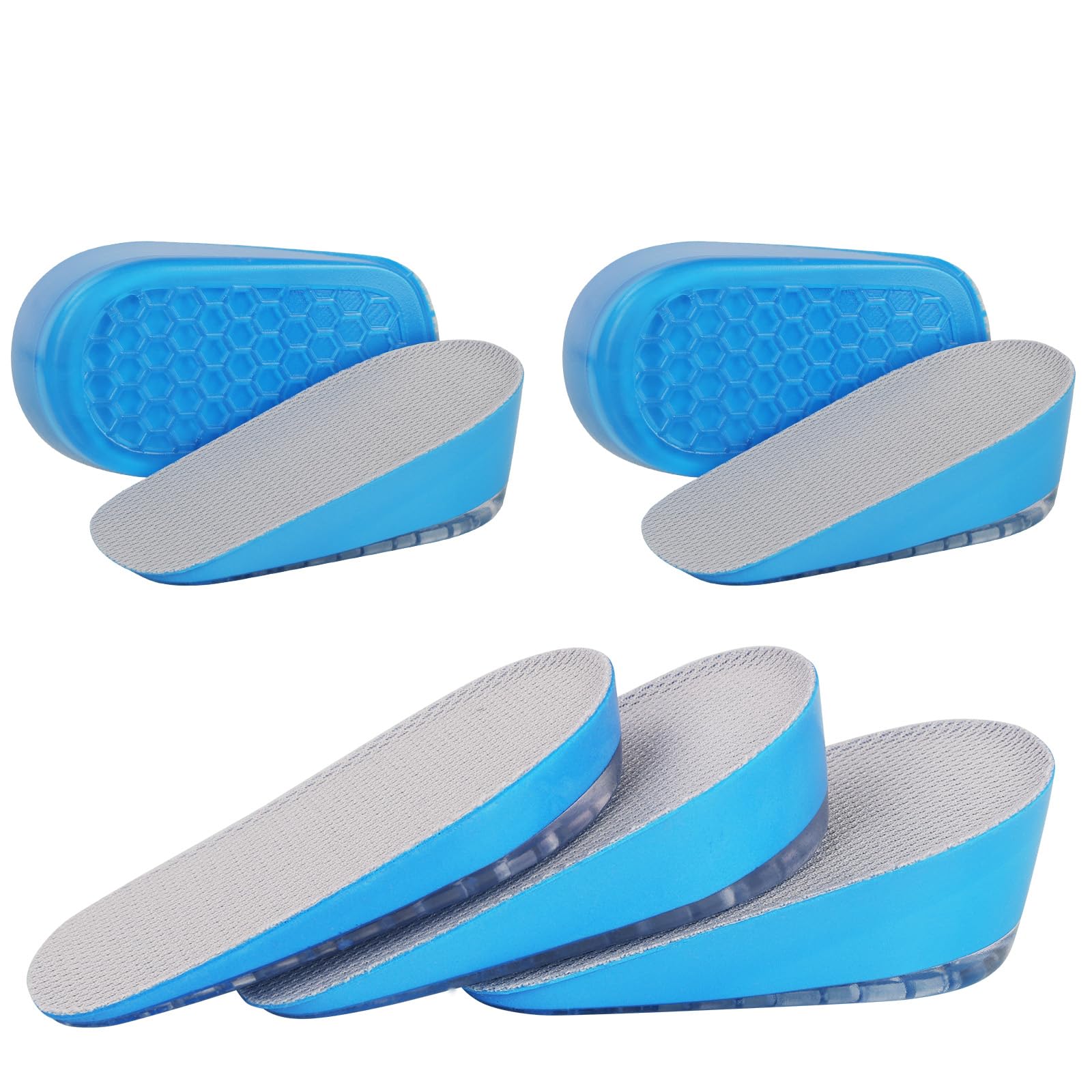URAQT Gel Height Increase Insole, 2 Pairs Invisible Height Insole Heel Shoe Lift Inserts, Comfort Elevator Shoe Insoles, Elastic Shock Absorption Heel Cushion Pads for Men and Women, 3 Heights