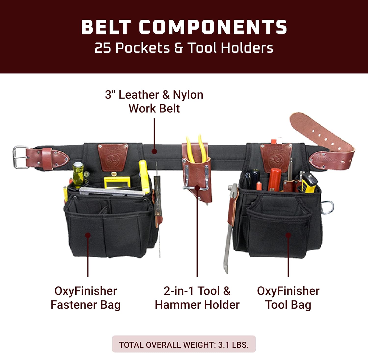 Occidental Leather The Finisher Tool Belt Set - Small - 25 Pockets & Tool Holders - Made in USA