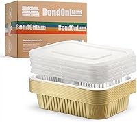 Vista 16 de Sartén de papel de aluminio dorado de 9 x 13 pulgadas, bandeja desechable resistente, recipiente profundo para calentar, hornear, cocinar