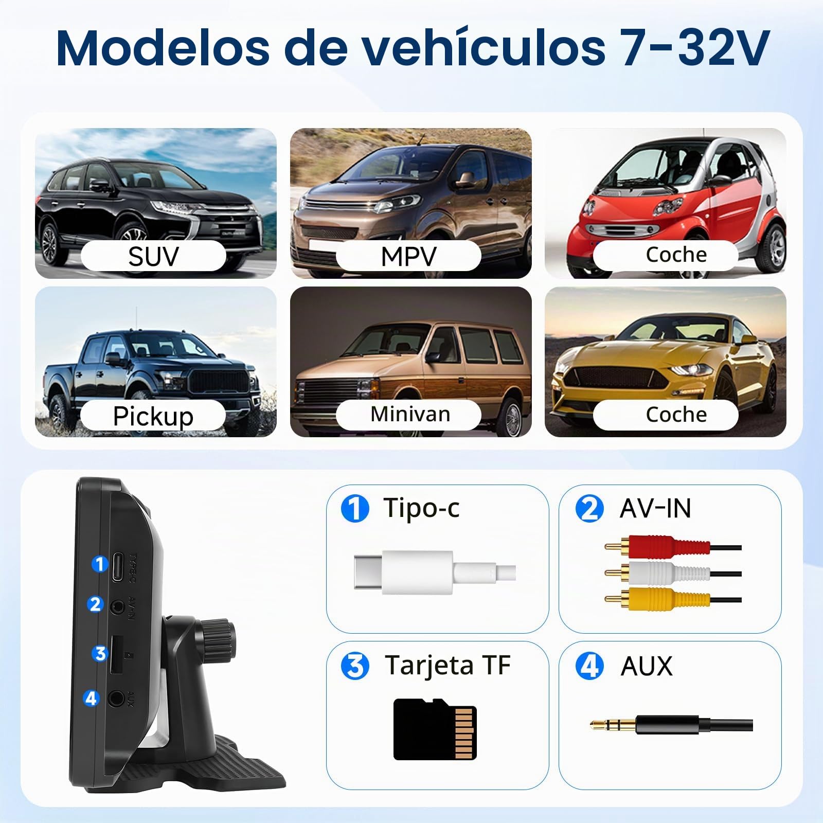 Hodozzy Radio Portátil Coche Carplay Android Auto Inalámbrica,Pantalla Táctil IPS de 10,26 Pulgadas con Carplay, Manos Libres Bluetooth, Mirrorlink, FM Transmisor,Portable Pantalla Coche TF/AUX