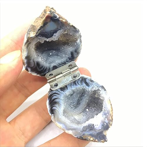 Miniatura 5 de ZXYWW Crystal Geode - Caja redonda para anillo de cuarzo para mujer, diseño de geoda de ágata natural