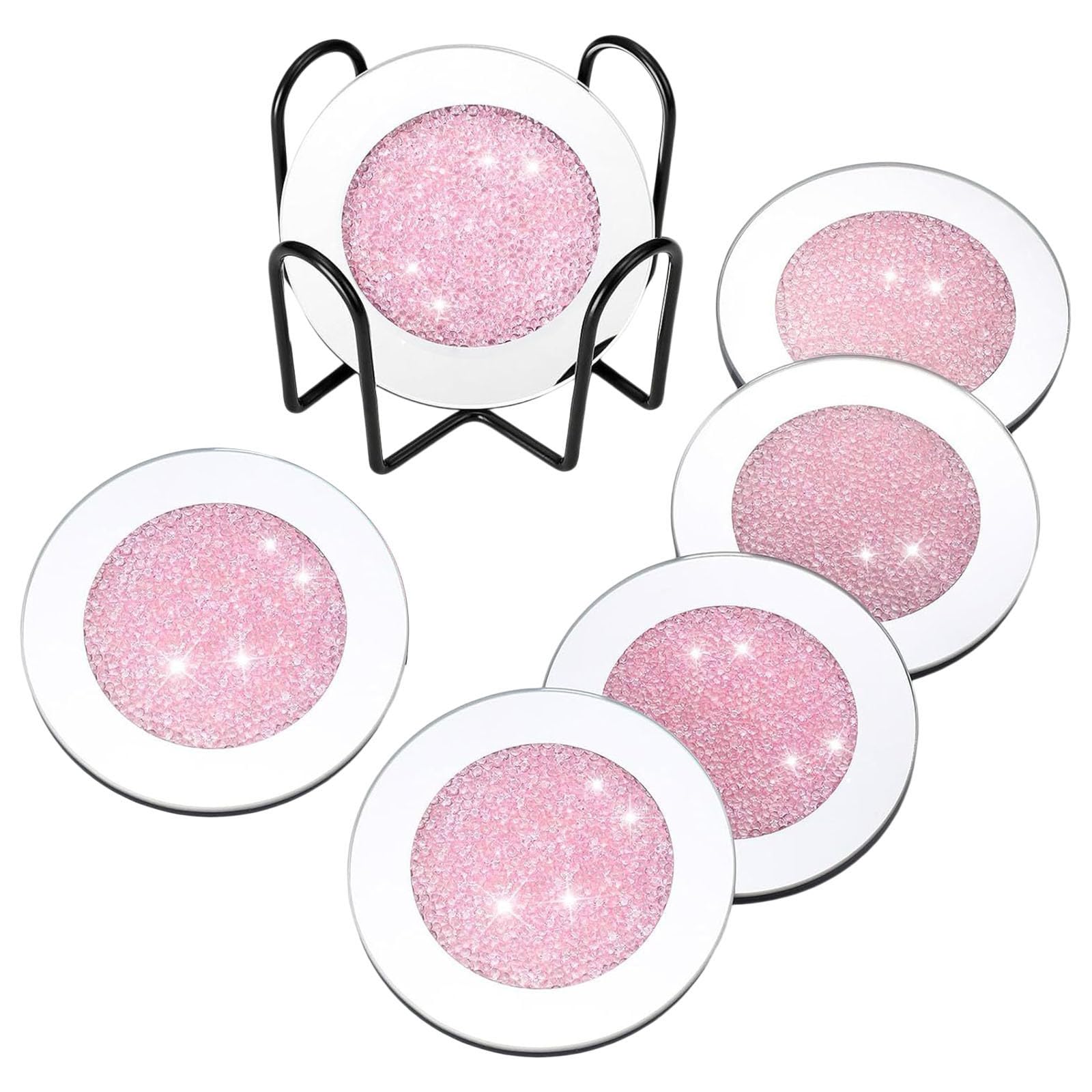 APGLSXY 6pc Glass Coasters with Nonslip Base Kitchen Tabletop Solution Multipurpose Glass Coasters