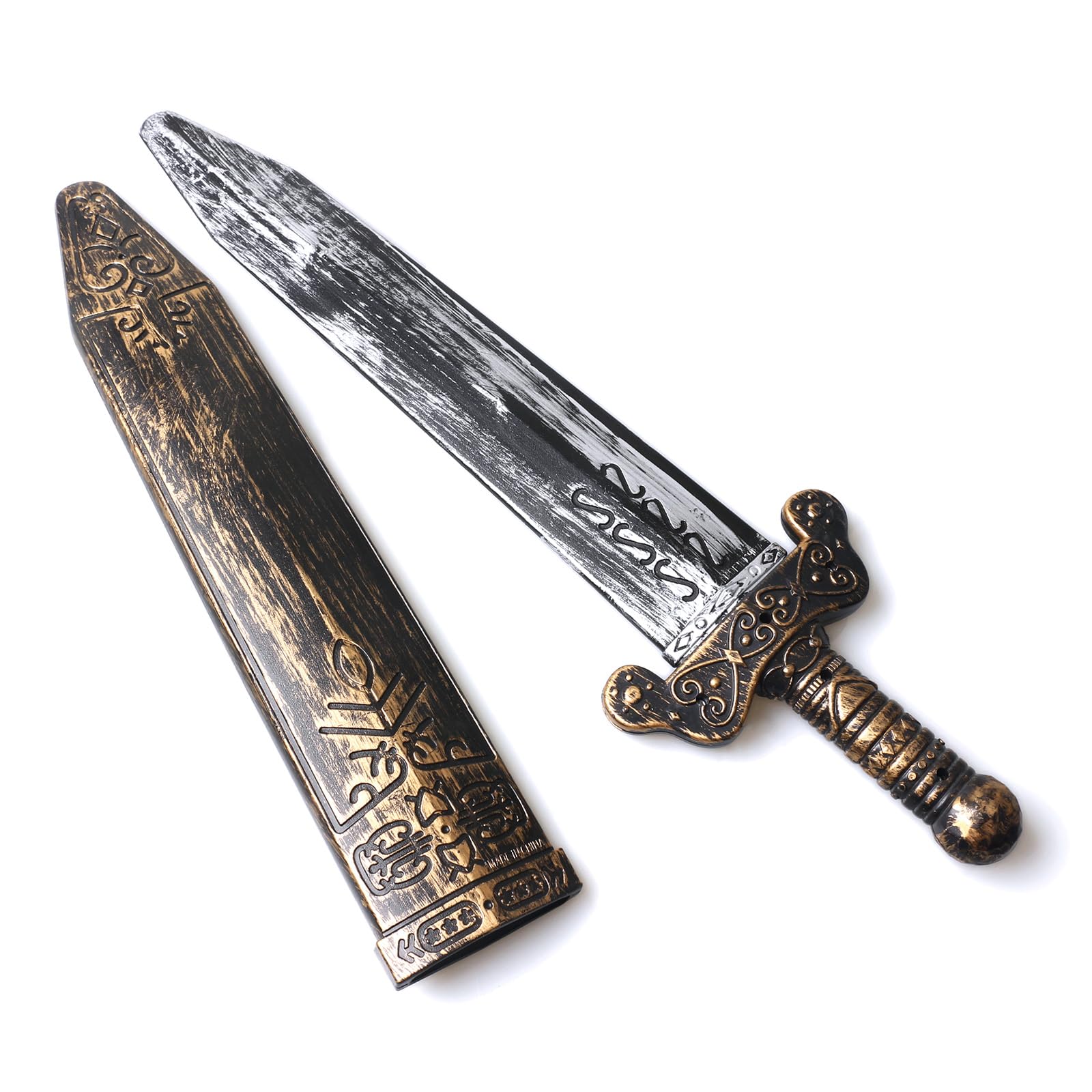 Plastic Training Sword for Martial Arts Practice, Hollow Bronze Roman Warrior Sword Prop Medieval Dagger Costume Accessory