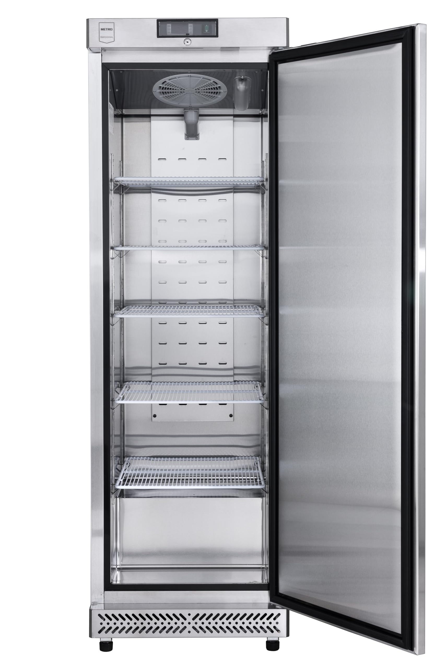 METRO Professional Réfrigérateur pro GRE6400S, Acier inoxydable, 59.5 x 64 x 188.5 cm, 240 L, ventilateur statique, 300 W, serrure, argent