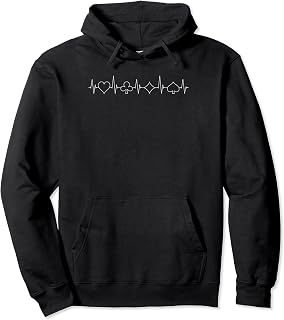 Playing Card Suits Heartbeat EKG Pulse Line Poker Player Pullover Hoodie