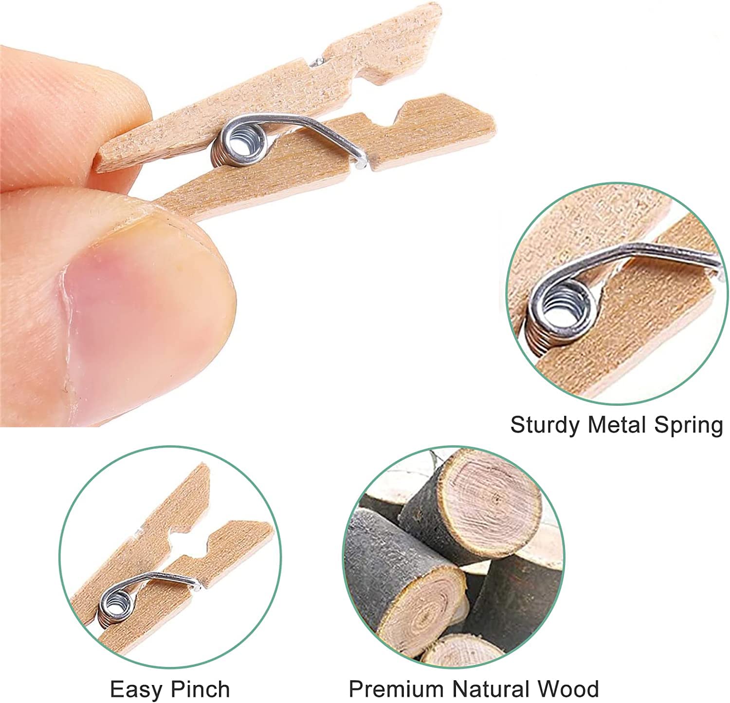 Mini Pinces à Linge En Bois Argenté 30 Mm - Lot De 10 à 250 Pièces - Décoration