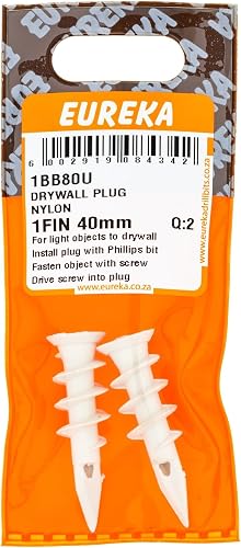 Eureka Nylon 1Fin Drywall Plug 2-Piece Set, 40 mm Size