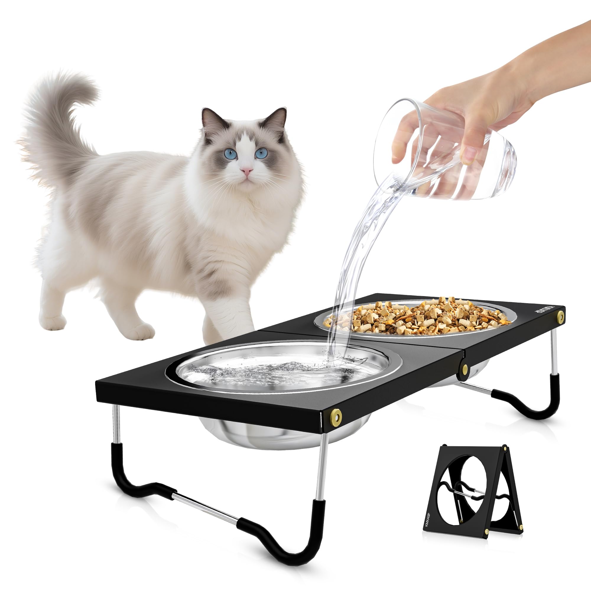 Gamelle surélevée chat anti-vomissement pliable en inox