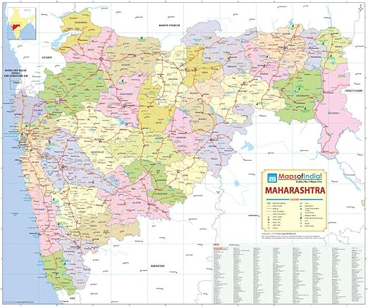 Maharashtra State Highway Map Maharashtra Detailed Political Map - 2020 Edition (36"W X 30"H) :  Amazon.in: Office Products